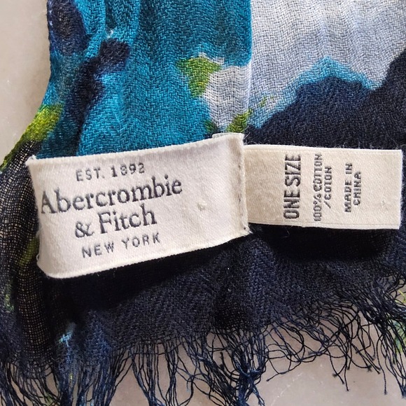 Abercrombie & Fitch Floral Print Scarf Lightweight Blue Green Women - Picture 8 of 10